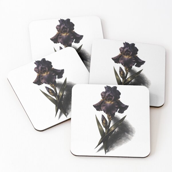 Item preview, Vintage Dark Iris Cottagegoth Moody Purple Botanical Art designed and sold by WERSY.
