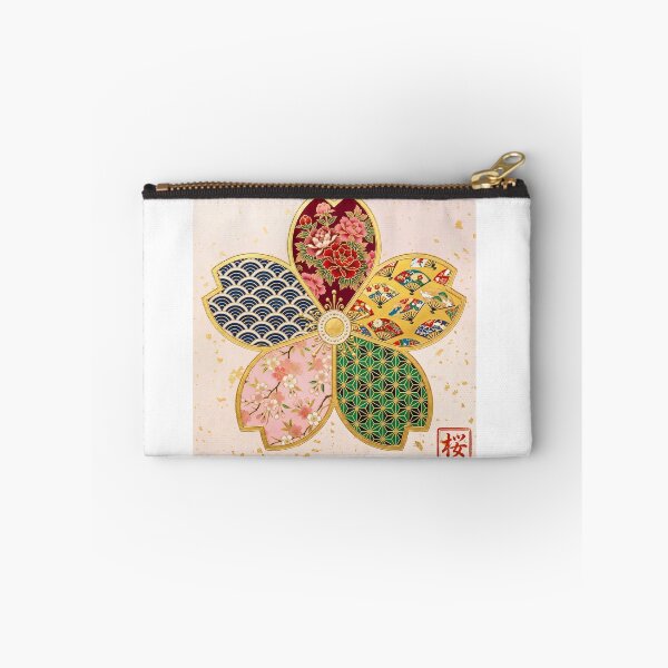 Item preview, Sakura — Japanese Cherry Blossom Crest Art Print | Peony & Folding Fan Kamon Pattern designed and sold by KimonoKotoba.