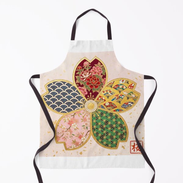 Item preview, Sakura — Japanese Cherry Blossom Crest Art Print | Peony & Folding Fan Kamon Pattern designed and sold by KimonoKotoba.