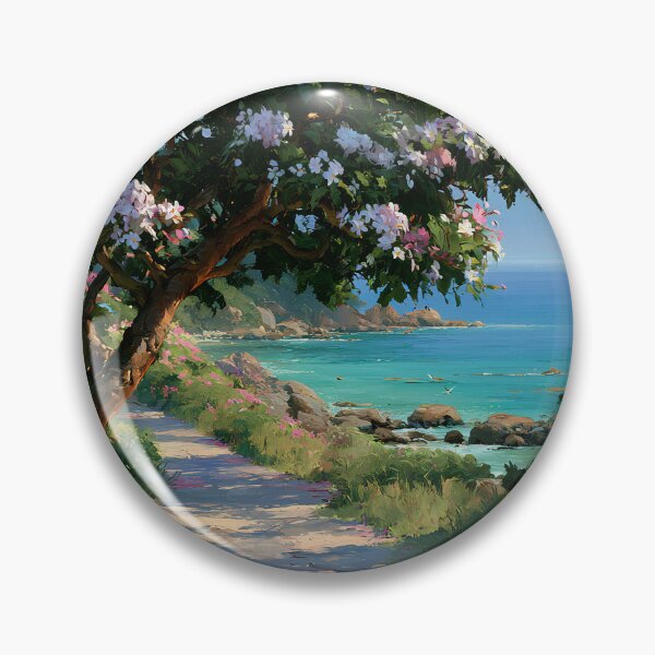 Item preview, Hawaiian Tropical Beach Path with Flowering Tree and Turquoise Ocean v7 designed and sold by daila70.
