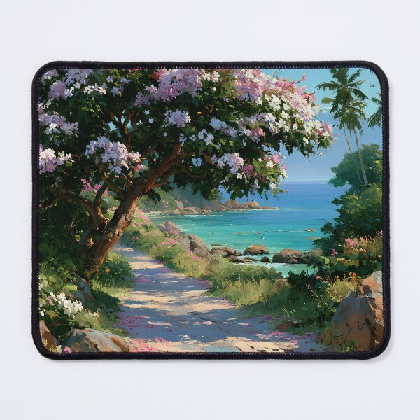 Item preview, Hawaiian Tropical Beach Path with Flowering Tree and Turquoise Ocean v7 designed and sold by daila70.