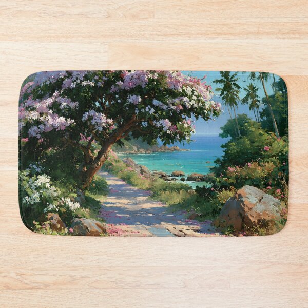 Item preview, Hawaiian Tropical Beach Path with Flowering Tree and Turquoise Ocean v7 designed and sold by daila70.