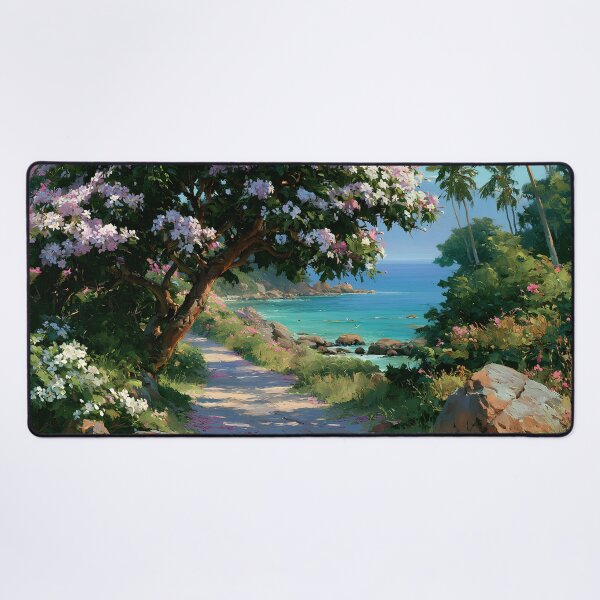 Item preview, Hawaiian Tropical Beach Path with Flowering Tree and Turquoise Ocean v7 designed and sold by daila70.