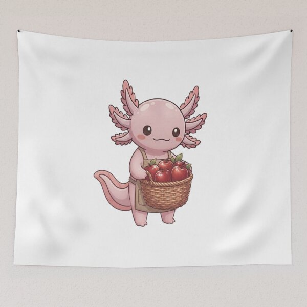 Item preview, Cute Axolotl Carrying Apple Basket designed and sold by Ella_Sketch.