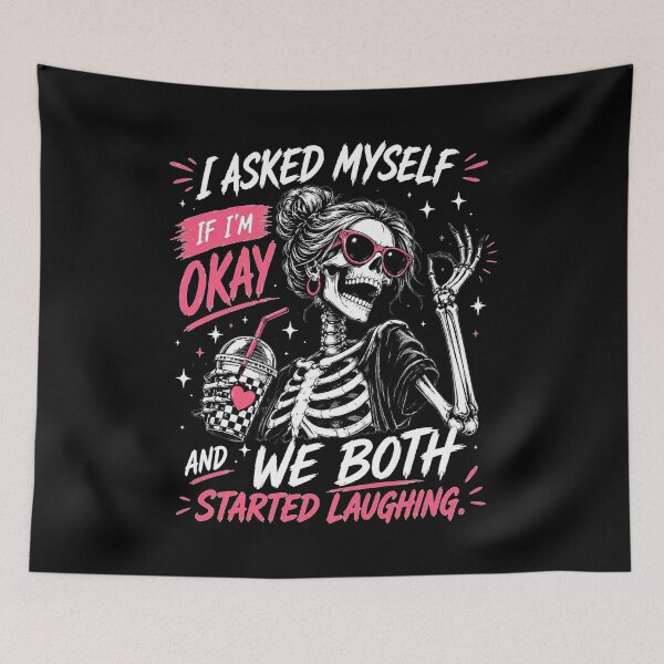 Item preview, I Asked Myself If I'm Okay Skeleton, Snarky Sarcastic Funny Mental Health, Vintage Distressed designed and sold by Sprinkle12345.