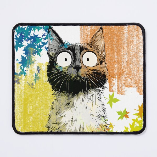 Item preview, A surprised cat against a background of colorful strokes designed and sold by Tana&tanuc.