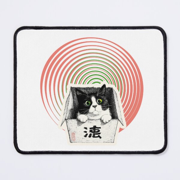 Item preview, A hallucinating cat against a background of concentric pink and green circles designed and sold by Tana&tanuc.