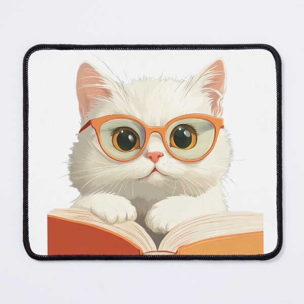 Item preview, A learned cat with glasses is reading a book attentively. designed and sold by Tana&tanuc.