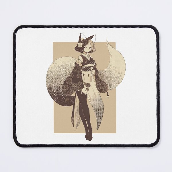 Item preview, A Japanese anime-style kitsune fox in warm sandy pastel colors. designed and sold by Tana&tanuc.
