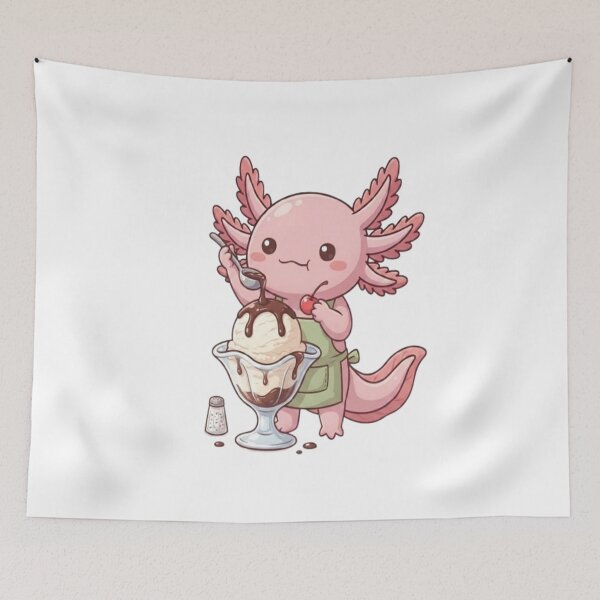 Item preview, Cute Axolotl Making Ice Sundae designed and sold by Ella_Sketch.