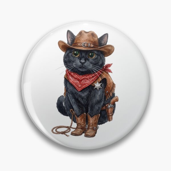 Item preview, Black Cat Cowboy ver. - Cute Western Sheriff Art designed and sold by Minuet-Misha.