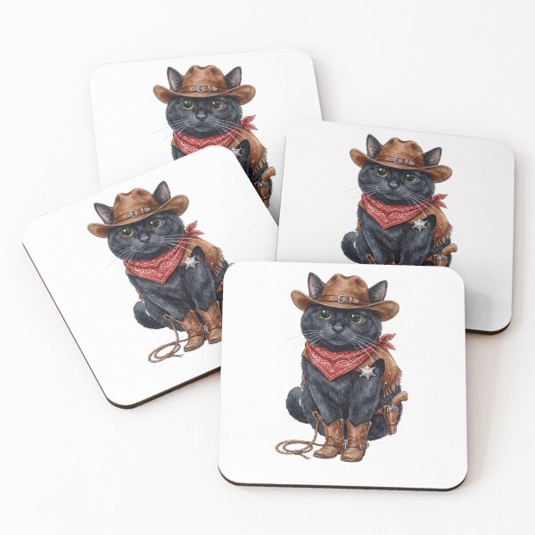 Item preview, Black Cat Cowboy ver. - Cute Western Sheriff Art designed and sold by Minuet-Misha.
