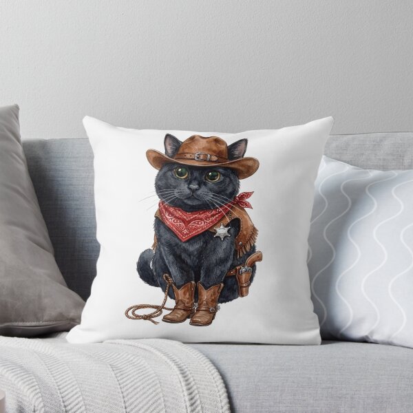 Item preview, Black Cat Cowboy ver. - Cute Western Sheriff Art designed and sold by Minuet-Misha.