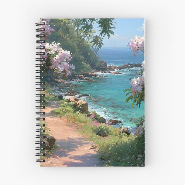 Item preview, Hawaiian Tropical Beach Path with Flowering Tree and Turquoise Ocean v8 designed and sold by daila70.