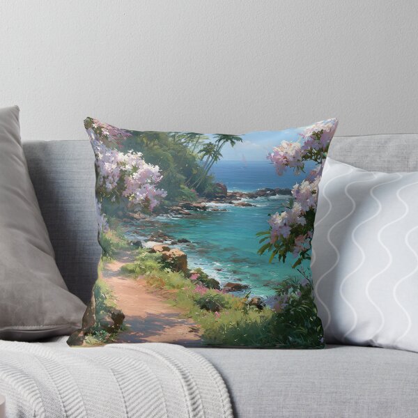 Item preview, Hawaiian Tropical Beach Path with Flowering Tree and Turquoise Ocean v8 designed and sold by daila70.