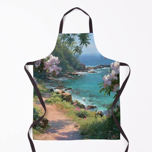 Item preview, Hawaiian Tropical Beach Path with Flowering Tree and Turquoise Ocean v8 designed and sold by daila70.