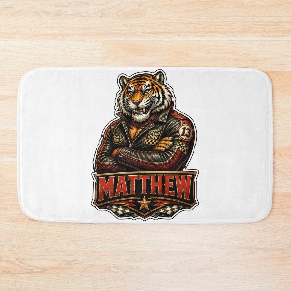 Item preview, Matthew – Racing Tiger Name Mascot Sticker designed and sold by AlexLineArt.