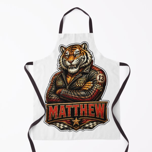 Item preview, Matthew – Racing Tiger Name Mascot Sticker designed and sold by AlexLineArt.