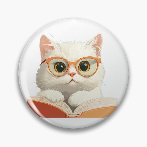 Item preview, A learned cat with glasses is reading a book attentively. designed and sold by Tana&tanuc.