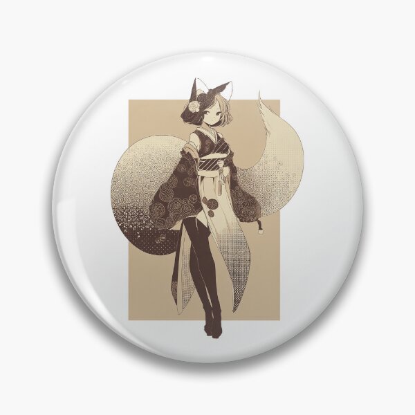 Item preview, A Japanese anime-style kitsune fox in warm sandy pastel colors. designed and sold by Tana&tanuc.