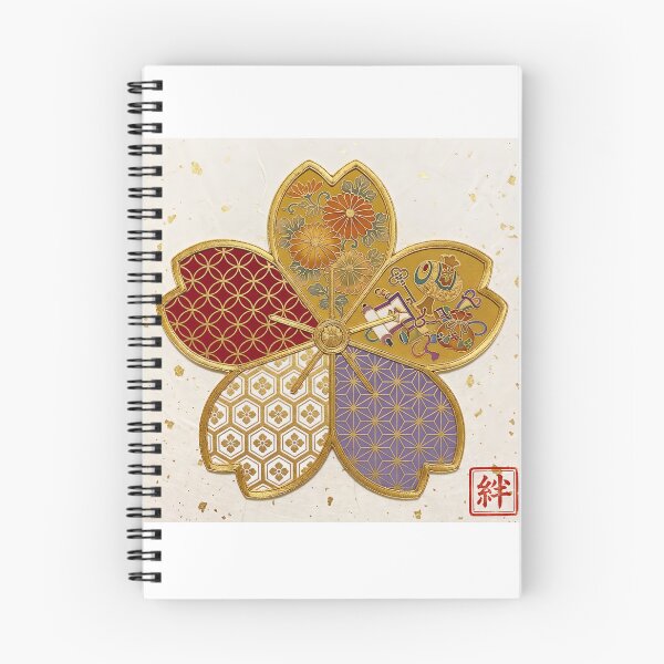 Item preview, Kizuna — Japanese Cherry Blossom Crest Art Print | Chrysanthemum & Treasure Kamon Pattern designed and sold by KimonoKotoba.