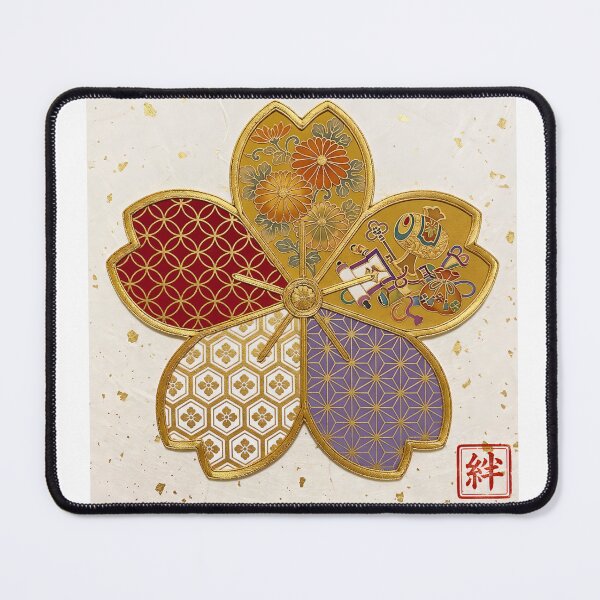Item preview, Kizuna — Japanese Cherry Blossom Crest Art Print | Chrysanthemum & Treasure Kamon Pattern designed and sold by KimonoKotoba.