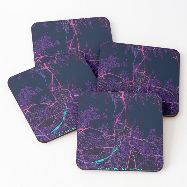 Item preview, Sydney Neon Street Map Poster, Purple Blue City Map Wall Art designed and sold by LASTIQUE-dd.