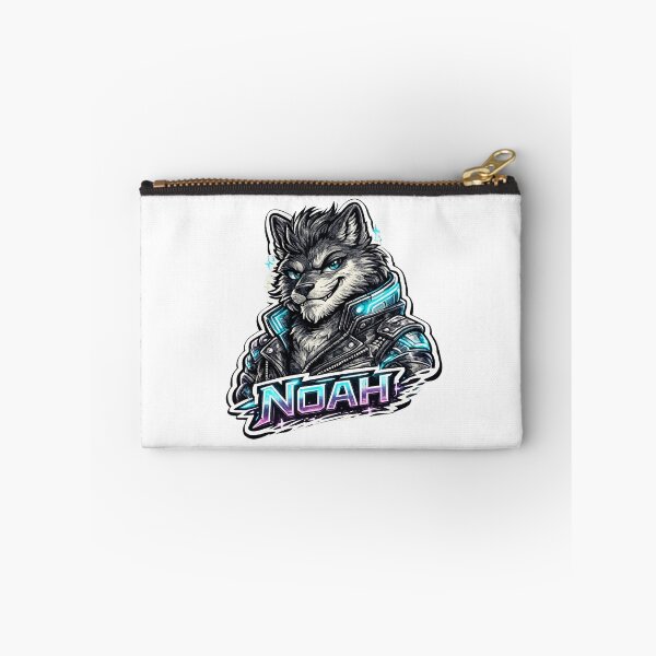 Item preview, Noah – Cyber Wolf Name Mascot Sticker designed and sold by AlexLineArt.