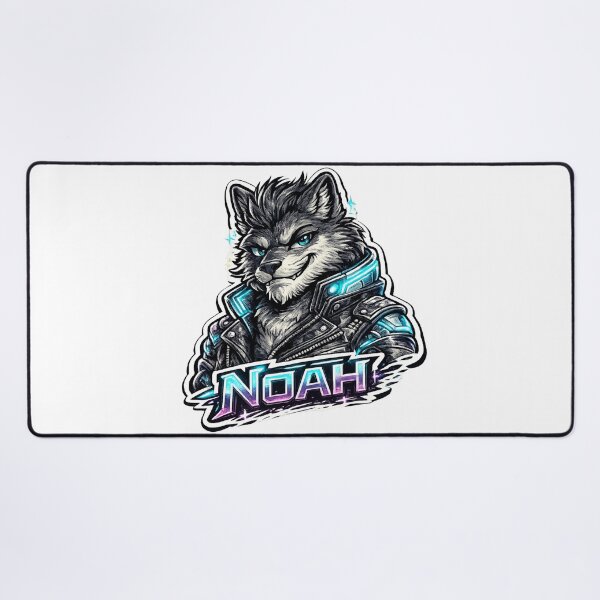 Item preview, Noah – Cyber Wolf Name Mascot Sticker designed and sold by AlexLineArt.