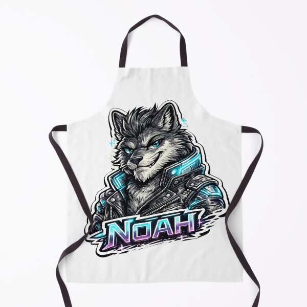 Item preview, Noah – Cyber Wolf Name Mascot Sticker designed and sold by AlexLineArt.