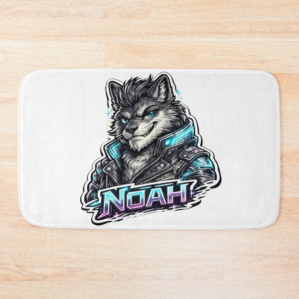 Item preview, Noah – Cyber Wolf Name Mascot Sticker designed and sold by AlexLineArt.