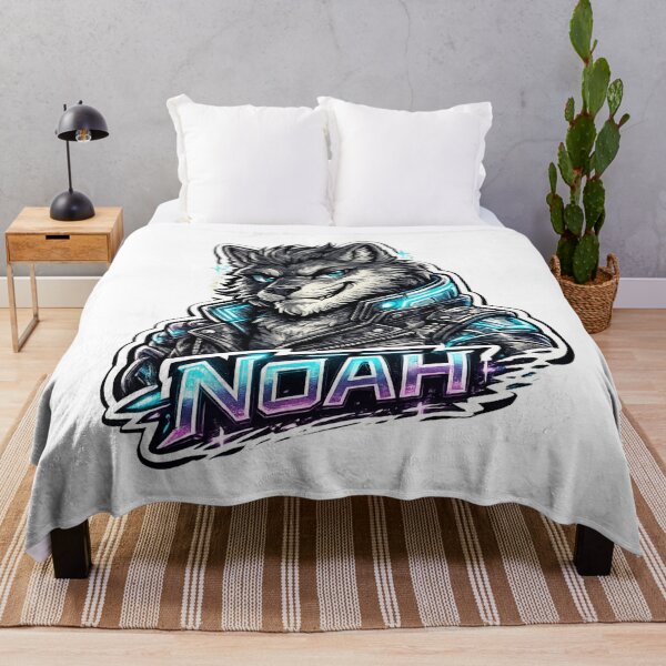 Item preview, Noah – Cyber Wolf Name Mascot Sticker designed and sold by AlexLineArt.