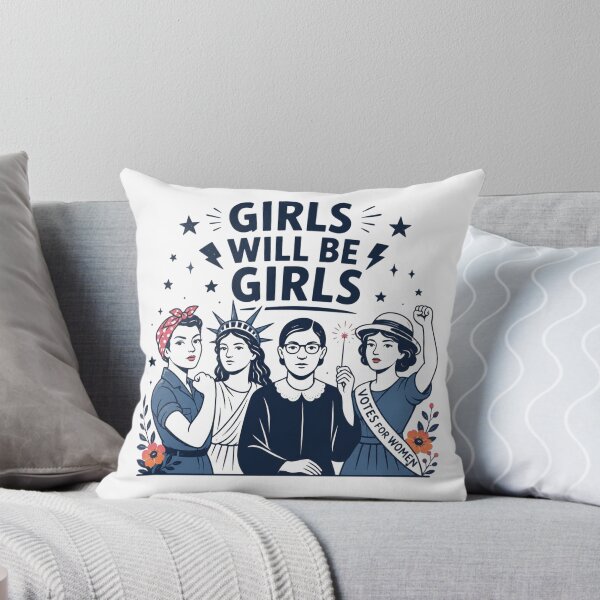 Item preview, Girls Will be Girls, Patriotic Feminist 4th of July, Strong American Women, Independence Day Gift for Her, USA  designed and sold by Sprinkle12345.