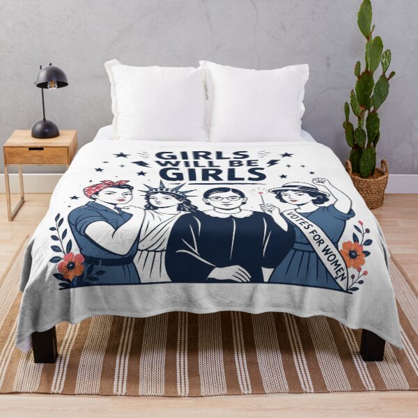 Item preview, Girls Will be Girls, Patriotic Feminist 4th of July, Strong American Women, Independence Day Gift for Her, USA designed and sold by Sprinkle12345.
