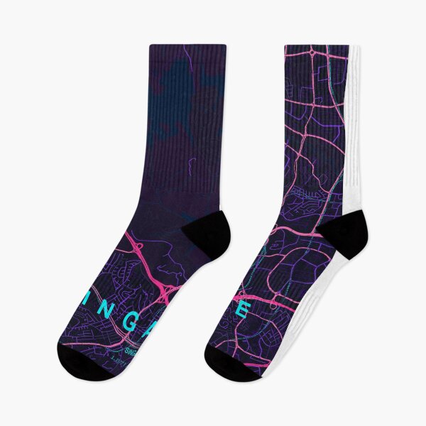 Item preview, Singapore Neon Street Map Poster, Purple Blue City Map Wall Art designed and sold by LASTIQUE-dd.