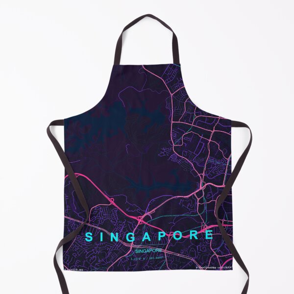 Artikelvorschau, Neon-Straßenplan-Poster aus Singapur, lila-blaue Stadtkarte als Wandbild entworfen und verkauft von LASTIQUE-dd.