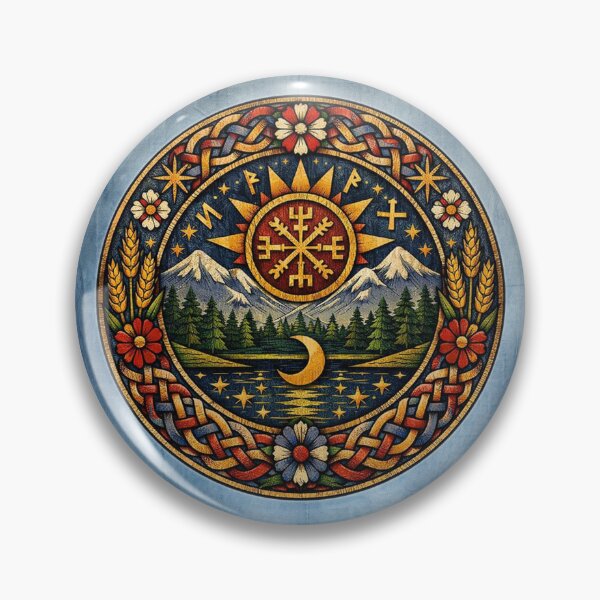 Item preview, Scandinavian–Appalachian Folk Sigil — Sun & Moon Harmony Design designed and sold by MysticOzzy.