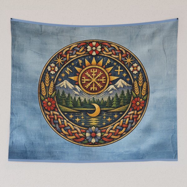 Item preview, Scandinavian–Appalachian Folk Sigil — Sun & Moon Harmony Design designed and sold by MysticOzzy.