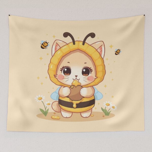Item preview, Kawaii Bee Cat Sticker | Cute Honey Kitty Spring Design designed and sold by Stylestickers55.
