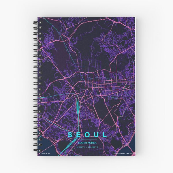 Item preview, Seoul Neon Street Map Poster, Purple Blue City Map Wall Art designed and sold by LASTIQUE-dd.
