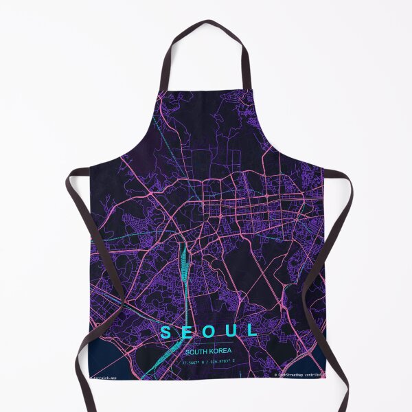 Artikelvorschau, Neon-Straßenplan von Seoul, lila-blauer Stadtplan als Wandbild entworfen und verkauft von LASTIQUE-dd.