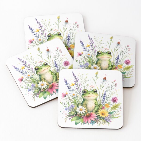 Item preview, Watercolor frog and wildflowers designed and sold by trendspatterns.