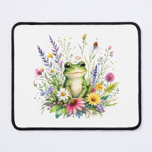 Item preview, Watercolor frog and wildflowers designed and sold by trendspatterns.