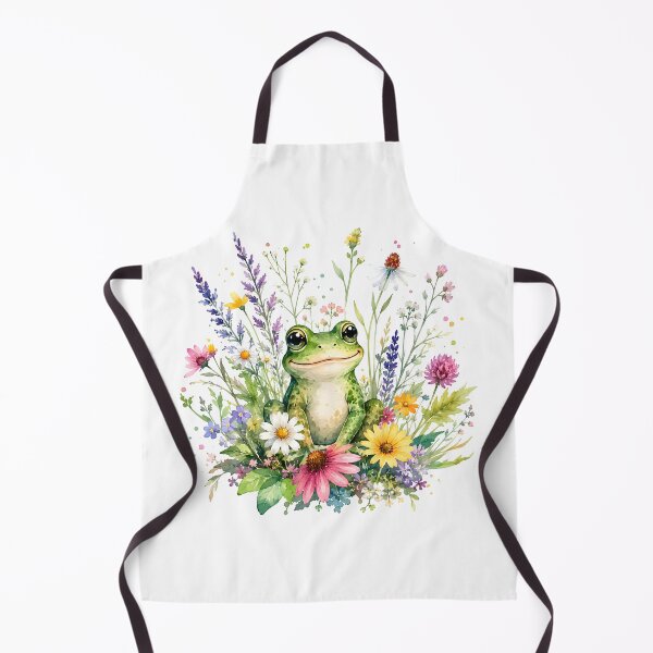 Item preview, Watercolor frog and wildflowers designed and sold by trendspatterns.