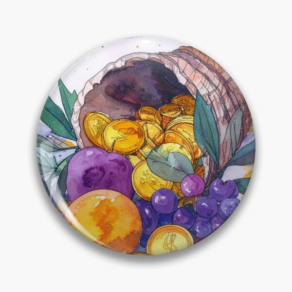 Item preview,  Watercolor Cornucopia Horn of Plenty Gold Coins designed and sold by MythicFortune .