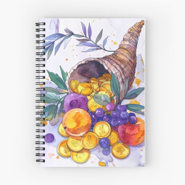 Item preview,  Watercolor Cornucopia Horn of Plenty Gold Coins designed and sold by MythicFortune .