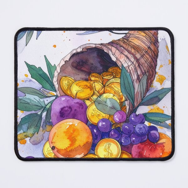 Item preview, Watercolor Cornucopia Horn of Plenty Gold Coins designed and sold by MythicFortune .