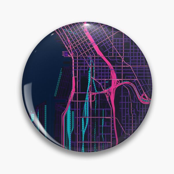 Item preview, Seattle Neon Street Map Poster, Purple Blue City Map Wall Art designed and sold by LASTIQUE-dd.