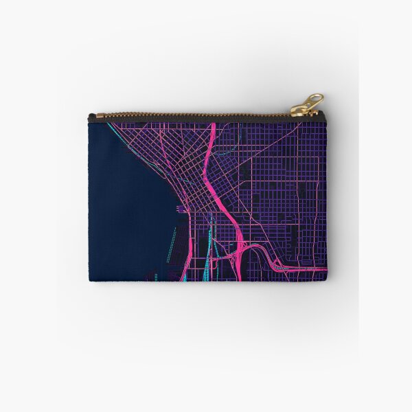 Item preview, Seattle Neon Street Map Poster, Purple Blue City Map Wall Art designed and sold by LASTIQUE-dd.