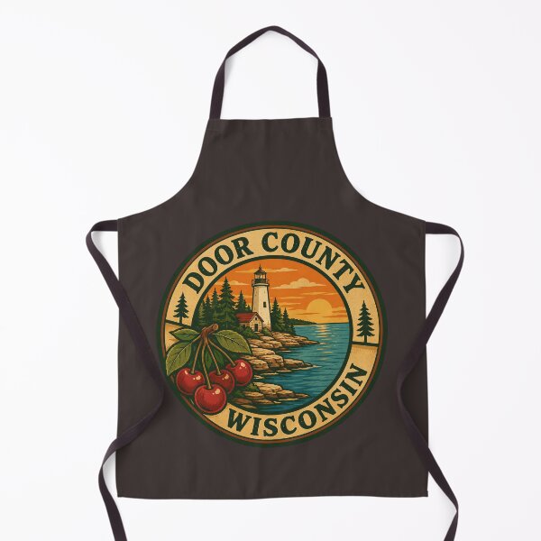 Item preview, Door County Wisconsin Vintage Lighthouse and Cherry Travel Design designed and sold by American Travels.